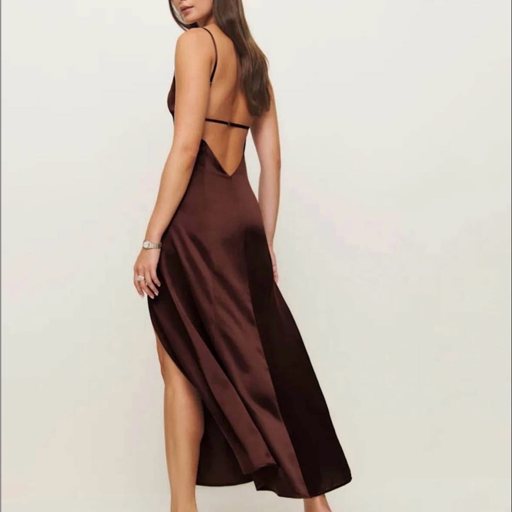 Reformation Melina Satin Backless Slip Dress